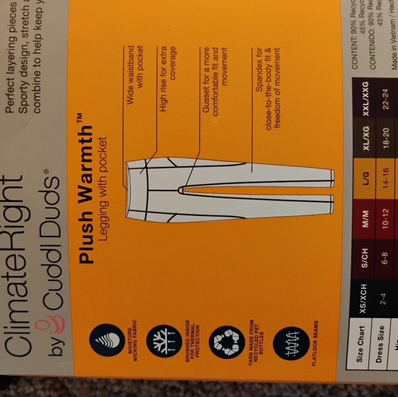 Climate Right Leggings By Cuddle Duds - Picture 2 of 6